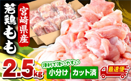 【最速便】宮崎県産若鶏 もも肉 2.5kg（250g×10パック）※小分け・カット済・真空冷凍_M146-008_01-2W