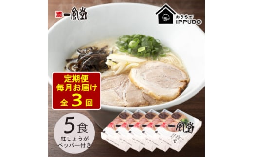 ＜毎月定期便＞一風堂 豚骨ラーメン白丸1食箱×5箱 とんこつ 博多細麺 紅しょうがペッパー付全3回【4064313】 1982742 - 長野県茅野市