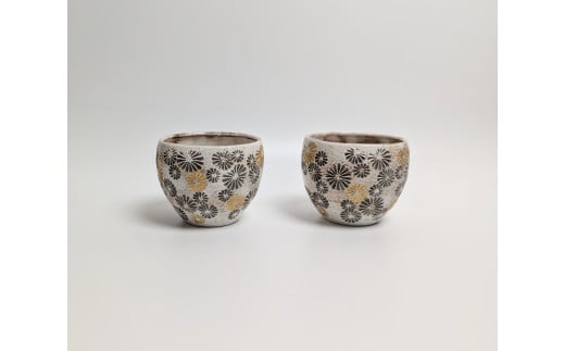 武雄焼(陶器)白三島湯呑み(2個セット)
