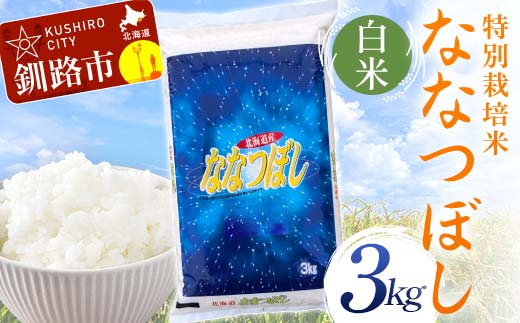 【3月発送】特別栽培米ななつぼし 3kg 白米 北海道産 米 コメ こめ お米 白米 玄米 F4F-7074 1994528 - 北海道釧路市