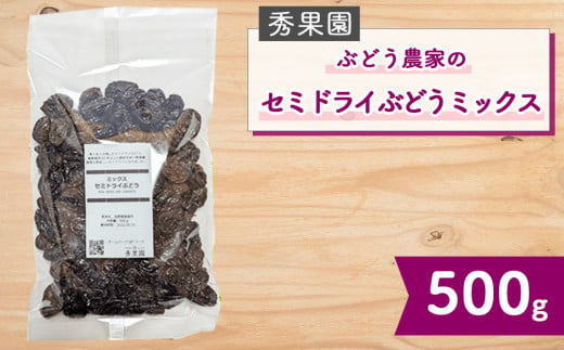 【秀果園】ぶどう農家のセミドライぶどうミックス500g ×1袋｜巨峰、シャインマスカット、ナガノパープルなど 1984484 - 長野県東御市