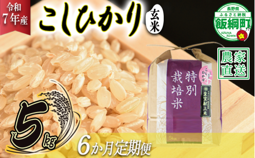 米 皇室献上実績 こしひかり ( 玄米 ) 5kg × 6回 【 6か月 定期便 】( 令和7年産 ) 特別栽培米 仲俣農園 2025年10月上旬頃から順次発送予定 コシヒカリ 玄米 お米 信州 138000円 予約 農家直送 長野県 飯綱町 [0675] 240850 - 長野県飯綱町