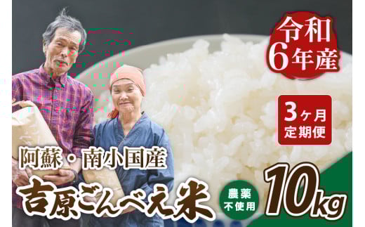 【3ヶ月定期便】令和6年産 ごんべえ米 10kg 3ヶ月 定期便 令和6年産 白米 玄米 精米 米 お米 玄米対応可能 ご飯 ごはん 無農薬 農薬不使用 産地直送 熊本 南小国 送料無料 426308 - 熊本県南小国町