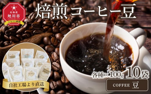 「豆」北海道旭川焙煎　ワイズコーヒー西神楽工場直送　厳選100g×10袋　豆_01558