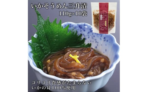 【道水】いかそうめん三升漬 いか耳使用 1.1kg(110g×10袋)北海道直送 【 ふるさと納税 人気 おすすめ ランキング いか いかそうめん 三升漬 いか耳 イカ いかそうめん いか三升漬 おつまみ おかず 海鮮 おいしい 新鮮 たっぷり 北海道 北斗市 送料無料 】 HOKD030 1985674 - 北海道北斗市