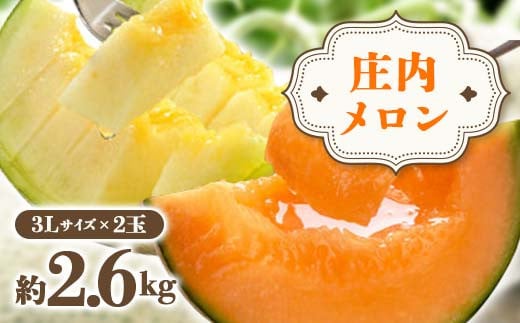 《先行予約 2025年度発送》 庄内メロン 2玉3L 約2.6kg  メロン デザート フルーツ 果物 くだもの 果実 食品 山形県 FSY-0702 944966 - 山形県山形県庁