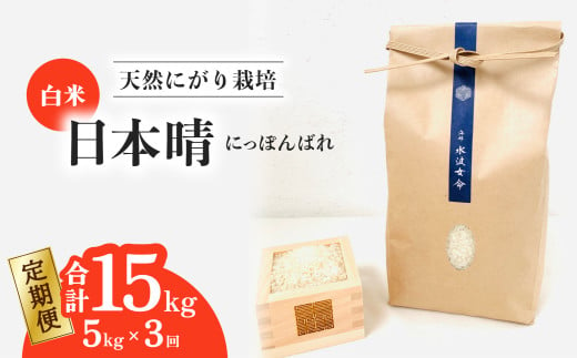 【定期便】 日本晴 白米 5kg×3回 3ヶ月連続  天然にがり栽培 にっぽんばれ 希少 品種 お寿司 ピラフ チャーハン 1985503 - 徳島県海陽町