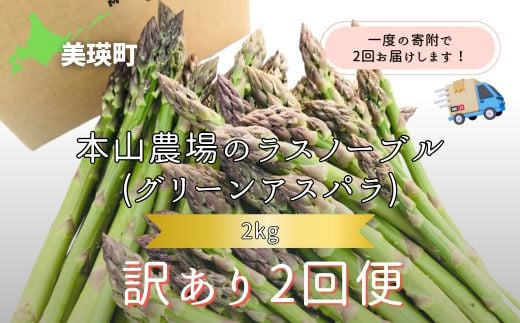 【2025年産！】北海道 美瑛町幻のアスパラ 本山農場のラスノーブル（グリーンアスパラ）≪訳あり≫ 2kg ≪2回便≫ | グリーン アスパラガス アスパラ あすぱら あすぱらがす 採れたて 新鮮 旬 産地直送 野菜[030-96] 1987768 - 北海道美瑛町