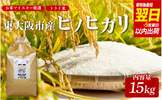【 スピード発送!! 】 東大阪市産 ヒノヒカリ 令和7年度産  15㎏ お米マイスター厳選 トライ米【1週間以内に発送】【東大阪市産ヒノヒカリ】 【お米マイスター厳選 米 お米 白米 コメ ひのひかり 精米 新生活 応援 スピード配送】