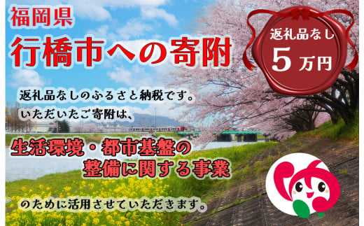 AJ-024_行橋市「生活環境・都市基盤等の整備に関する事業」への寄付【50,000円】（返礼品なし） 1991019 - 福岡県行橋市