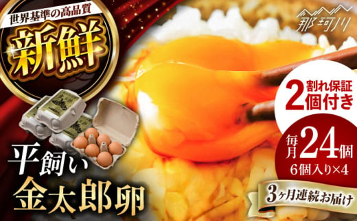 【3回定期便】【TVで紹介！】【鮮度ＡＡ級の世界最高ランク！】金太郎卵 平飼い たまご 24個（6個×4パック）＜有限会社フジノ香花園＞那珂川市 [GAM033] 1987875 - 福岡県那珂川市