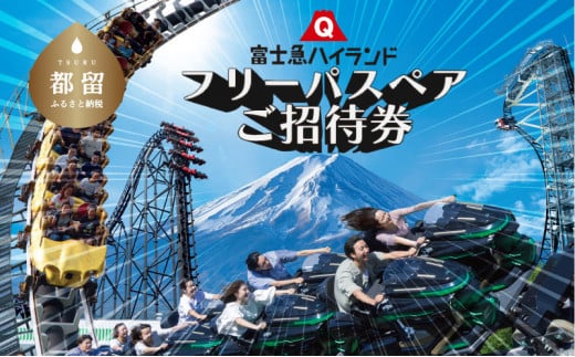 山梨県都留市のふるさと納税 富士急ハイランド フリーパスペアご招待券 富士急 チケット ペア 利用券 フリーパス 2名1組 招待券 優待券 トーマスランド 遊園地 絶叫 リサとガスパールタウン リサガス