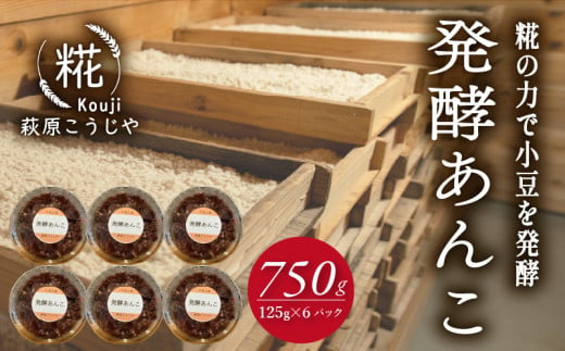 発酵 あんこ 1パック 125g入り × 6パック 和菓子 糀 小豆 あずき 和スイーツ 餡 お菓子 砂糖不使用 腸活 健康 美肌 美容 安心 安全 国産 静岡 藤枝