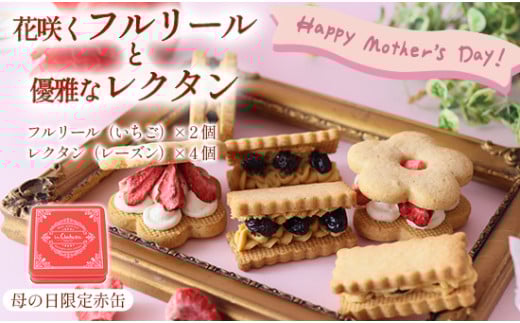 母の日 ギフト フルリール＆レクタン 2種6個 いちごとレーズン ： 焼き菓子 洋菓子 スイーツ バターサンドクッキー クッキー缶 苺 イチゴ レーズン バニラ キャラメル バター サヤキレーズン ラムレーズン バターサンドプレゼント 2種類 母の日ギフト