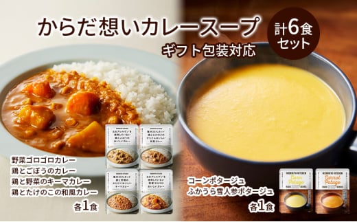 【ギフト包装対応返礼品】NISHIKIYA KITCHEN からだ想いカレースープ6食セット インスタント 詰め合わせ レンジ 調理 レトルト食品 スープ 惣菜 保存食 災害 防災 備蓄 長期保存 常温 常温保存[№5704-0957] 1992641 - 宮城県岩沼市