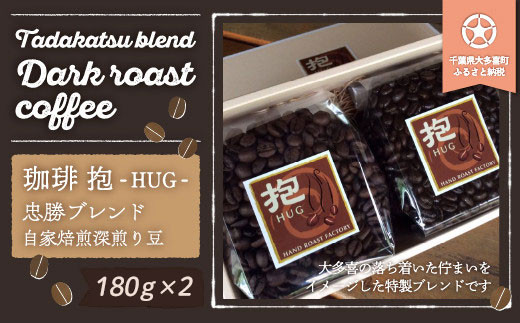 H01203 忠勝ブレンド（自家焙煎深煎り珈琲豆）折詰（180g×2）