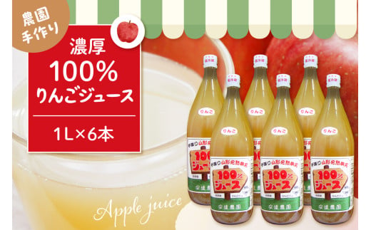 100％りんごジュース 1L 6本セット 山形県 東根市 hi037-007 1999068 - 山形県東根市