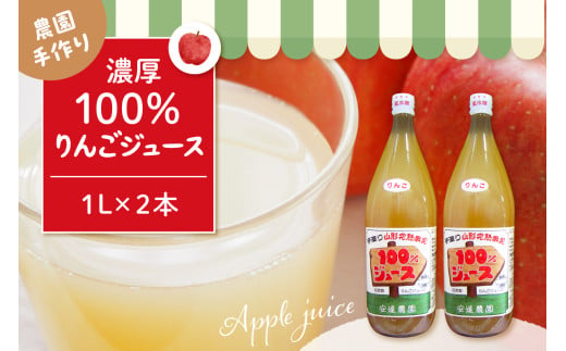 100％りんごジュース 1L 2本セット 山形県 東根市 hi037-005 1999070 - 山形県東根市