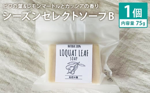 ビワの葉＆レモンマートルとカッシアの香り 75g×1個 シーズンセレクトソープB 石鹸 せっけん 石けん ソープ 洗顔ソープ 手作り 美容 スキンケア 1992797 - 熊本県菊池市