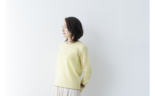 ラウンドネックプルオーバー(L.イエロー)女性用サイズ:S(36)≪白田のカシミヤ≫ 1496605 - 宮城県加美町