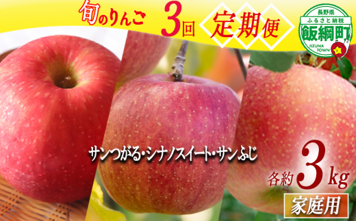 旬のりんご 【 定期便 】 家庭用 3kg × 3回 マルハ農園 沖縄県への配送不可 2025年9月上旬から2025年12月下旬まで順次発送予定 令和7年度収穫分 エコファーマー認定 信州 果物 フルーツ リンゴ 林檎 長野 28500円 予約 農家直送 長野県 飯綱町 [1932] 2016302 - 長野県飯綱町