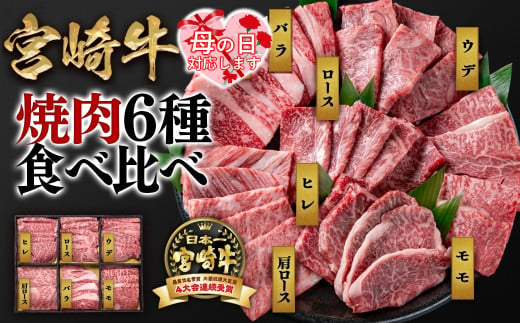 [母の日ギフト対応可]宮崎牛 6種盛り焼肉 食べ比べセット600g 4等級以上 国産牛 肉 ブランド牛 ミヤチク 内閣総理大臣賞4連覇[2.2-17]