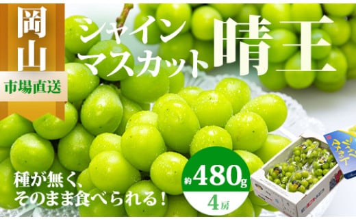 MM-25　【令和7年発送・先行予約】岡山県産　シャインマスカット（1房480g以上・約2kg・晴王）4房 778014 - 岡山県和気町