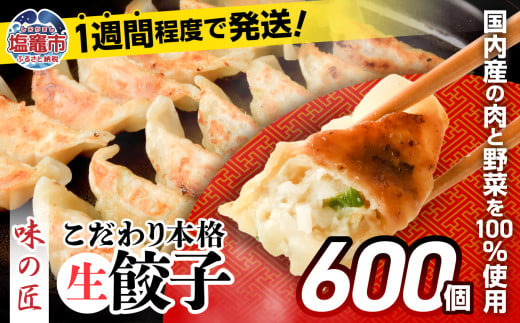  餃子 こだわり 本格 生餃子 冷凍 600個（約120人前） ｜ 味の匠 無添加 ぎょうざ ギョーザ 急速冷凍 国産 豚肉 国産野菜 こだわり餃子 防腐剤 不使用 大容量 田子町ニンニク 簡単 惣菜 おつまみ お手軽 ランキング 宮城県 塩竈市 塩釜 th00021-61000 4892193