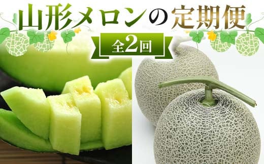 山形メロンの定期便 7月 緑肉メロン2玉 計2.5kg 8月 マスクメロン 2玉 計2.5kg 【令和7年発送】 FSY-2193