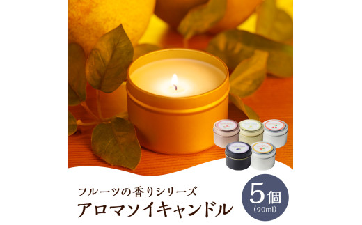 アロマソイキャンドル　５種セット【ラフランス・ぶどう・桃・りんご・さくらんぼの香り】～上山のフルーツをイメージ～　0156-2409