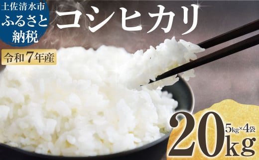 2025年8月より順次発送 令和7年産 新米 コシヒカリ 精米 20kg(5kg×4袋) 白米 お米 ご飯 ごはん おにぎり 米 こめ こしひかり 高知県産 美味しい おいしい【R01361】 1998951 - 高知県土佐清水市