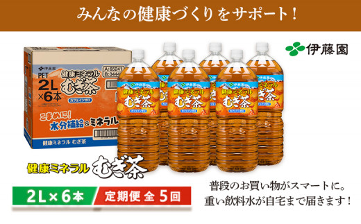 『定期便：全5回』健康ミネラルむぎ茶2L×6本