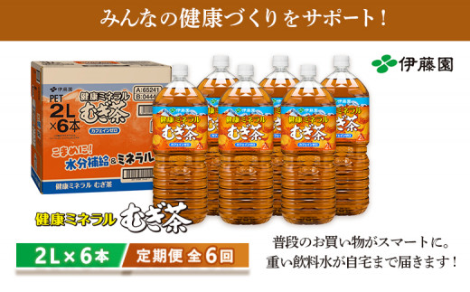 『定期便：全6回』健康ミネラルむぎ茶2L×6本