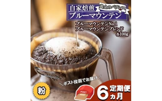 定期便 6ヶ月 黄金のバランス ブルーマウンテン (粉)【ポスト投函】 2種 各100g 2000074 - 福岡県小郡市