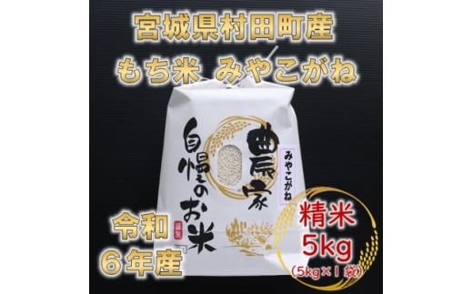 令和6年産 もち米みやこがね 精米5kg(5kg×1袋) 宮城県村田町産【1594664】