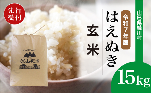 ＜令和7年産米先行受付＞ 鮭川村 はえぬき 【玄米】 15kg （15kg×1袋）＜配送時期選べます＞ 1999464 - 山形県鮭川村