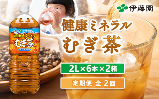 『定期便:全2回』健康ミネラルむぎ茶2L×6本×2箱