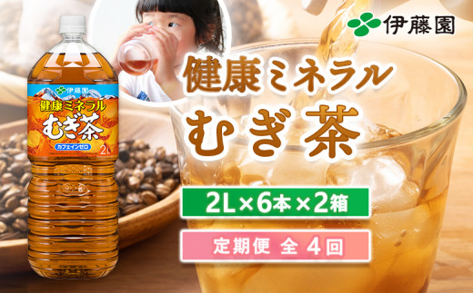 『定期便：全4回』健康ミネラルむぎ茶2L×6本×2箱