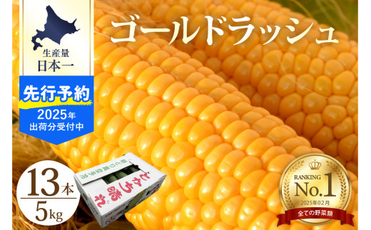 【2025年分先行予約】北海道十勝芽室町　とかち晴れ　十勝めむろスイートコーン 13本入り　me010-005c-25