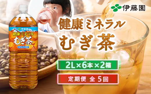 『定期便:全5回』健康ミネラルむぎ茶2L×6本×2箱