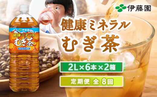 『定期便:全8回』健康ミネラルむぎ茶2L×6本×2箱