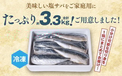 美味しい塩サバをご家庭用にたっぷり約3.3kgご用意しました！