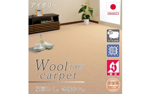 ＜江戸間10畳＞ふんわりウール100%カーペット アイボリー(W-3000 江戸間10畳IV)【1493265】 1410743 - 大阪府和泉市