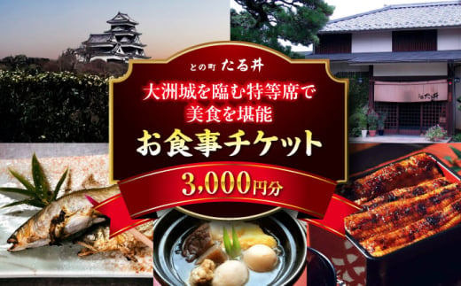 夜の大洲城を眺めながらのお食事【との町たる井2階席 お食事チケット3000円】 愛媛県大洲市/有限会社 樽井旅館 チケット ディナー 体験 食事 レストラン 和食 日本料理 いも炊き [AGAH011]