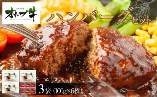 オリーブ牛　ハンバーグ3袋(100g×6枚)セット 1711677 - 香川県高松市