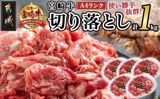 宮崎牛切り落とし1kg≪スキンパック包装でお届け!≫_13-2602_ (都城市) 牛肉 切り落とし 宮崎牛 和牛 国産 モモ肉 小分け 200g×5P 牛肉 肉 牛丼 炒めもの カレー 肉じゃが