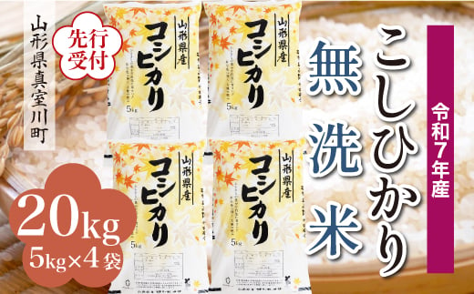 ＜令和7年産米先行受付＞ 真室川町産 こしひかり 【無洗米】20kg （5kg×4袋）＜配送時期指定可＞ 2005081 - 山形県真室川町