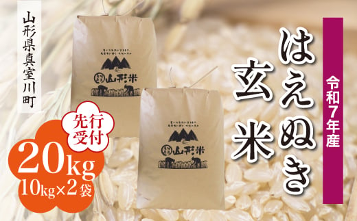 ＜令和7年産米先行受付＞ 真室川町産 はえぬき 【玄米】 20kg （10kg×2袋）＜配送時期指定可＞ 2005010 - 山形県真室川町