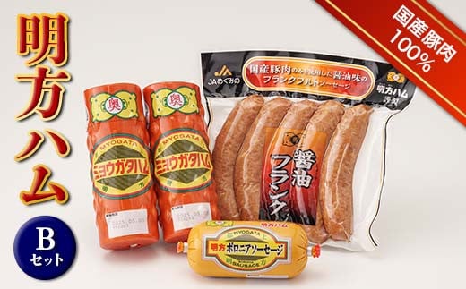 明方ハム Bセット ソーセージ ハム フランクフルト 詰め合わせ 計1420g 国産 豚肉 岐阜県 坂祝町 さかほぎ F6M-018 728399 - 岐阜県坂祝町