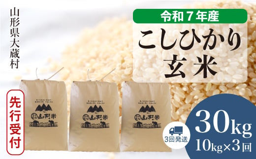 ＜令和7年産米先行受付＞ 大蔵村産 こしひかり 【玄米】 30kg定期便 （10kg×3回発送）＜配送時期選べます＞ 2005552 - 山形県大蔵村